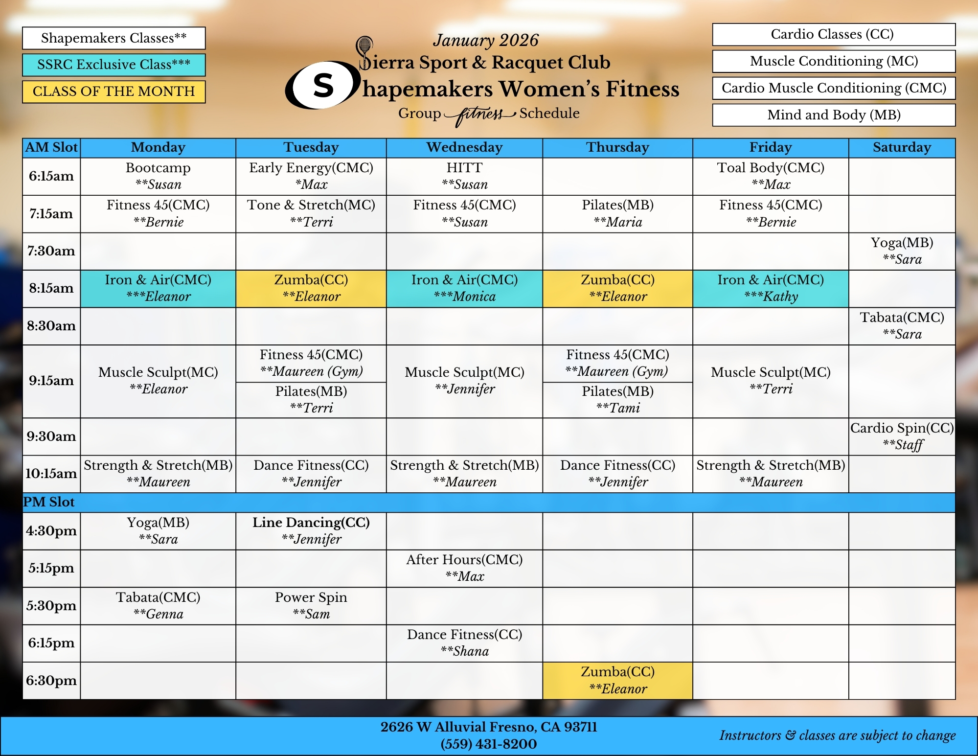 Shapemakers Fitness Schedule (2)